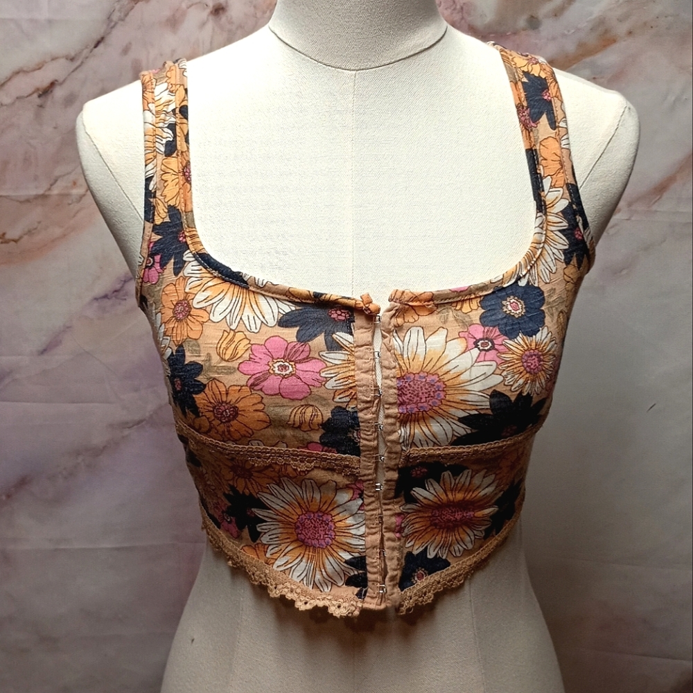 Forever 21 Floral Corset Crop Top